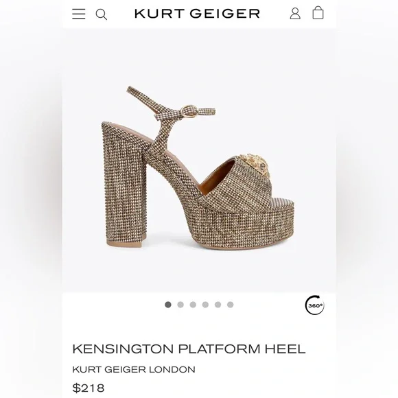 Kurt Geiger Gold and Black Platform Sandals - Picture 7 of 8